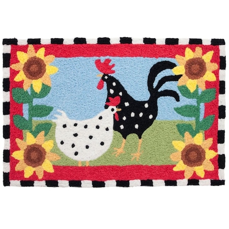 Perspectiva 20 x 30 in. Funky Chickens Rug PE2586434